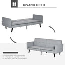 Divano Letto 2 Posti 198x81x81 cm in Tessuto Grigio