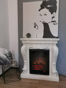 Camino Elettrico da Pavimento 89x34x93 cm Effetto Fiamma 1800W Vannini Impero Bianco