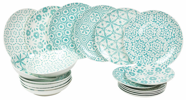 online Service De Table 18 Pièces en Porcelaine VdE Tivoli 1996 Bodrum Bleu Clair