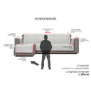 Copridivano con Penisola Sinistra in Poliestere e Cotone Bianco Varie Misure