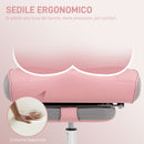 Sedia da Ufficio Ergonomica Rinforzata con Braccioli Regolabili Poggiapiedi e Poggiatesta in PU Rosa      