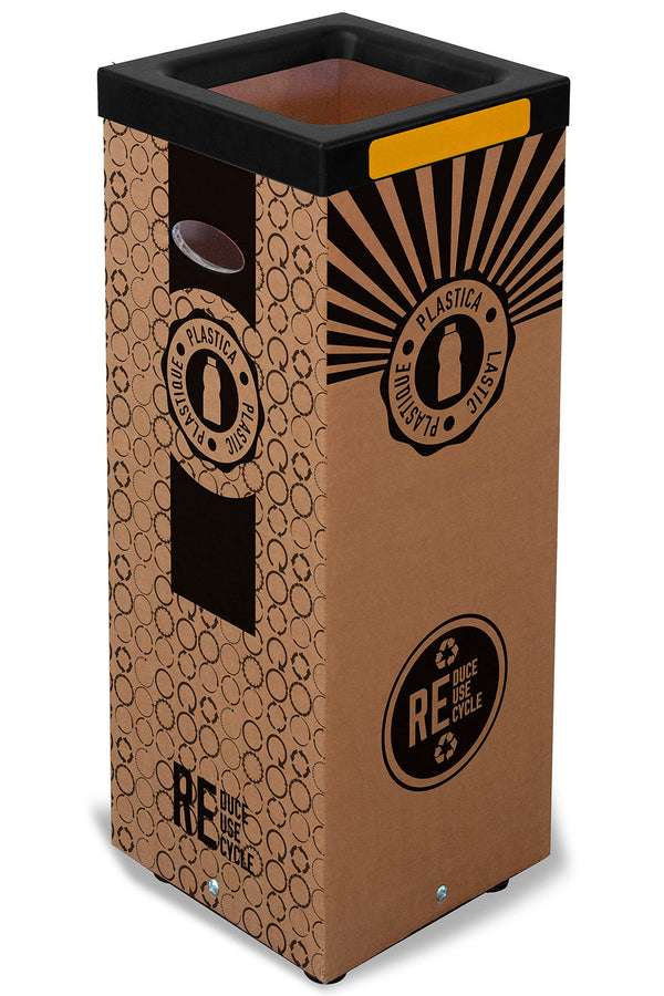 acquista Pattumiera Per Raccolta Rifiuti 38x38xh80 cm in Cartone Con Stampa Grafica Plastica Beige