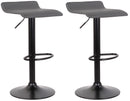 Set 2 Sgabelli 38x40x54/74 cm in Ecopelle con Base Nera Grigio