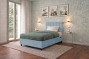 Letto Singolo Contenitore Imbottito Microfibra Azzurro BoxMax Testata Vertical Varie Misure