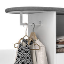 Mobile Asse da Stiro 125x43.5x102.5 cm con Armadietto a 2 Ante e Spazio Aperto Bianco      