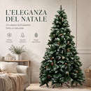 Albero di Natale Innevato Tirolese 210 cm Foltissimo con Pigne Bianco      