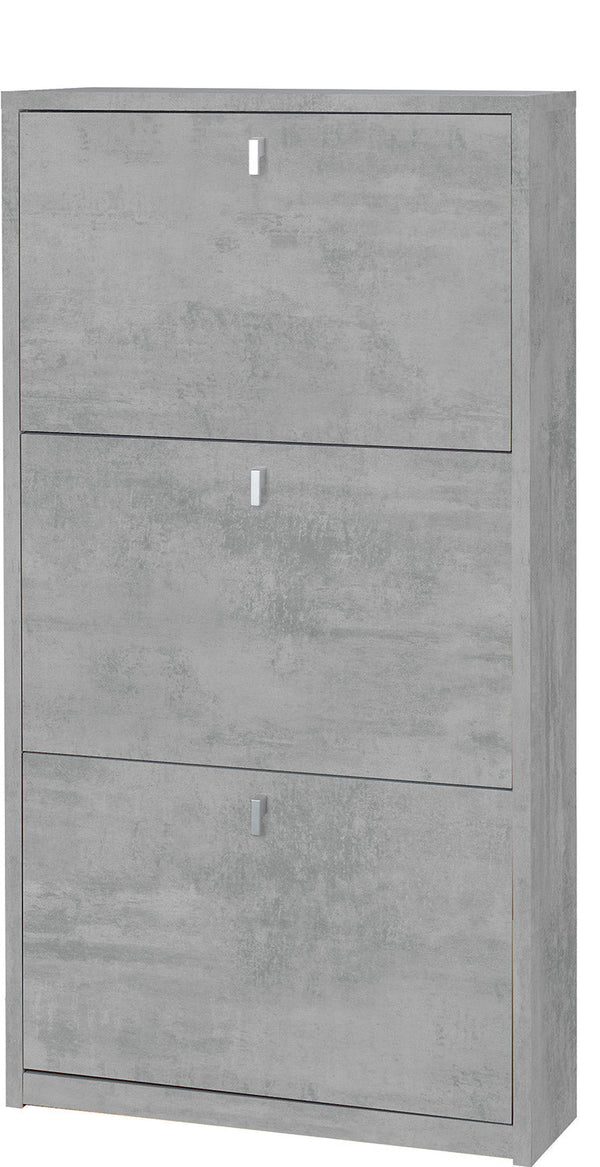 Meuble à Chaussures 3 Portes 63x117x18 cm Ciment sconto
