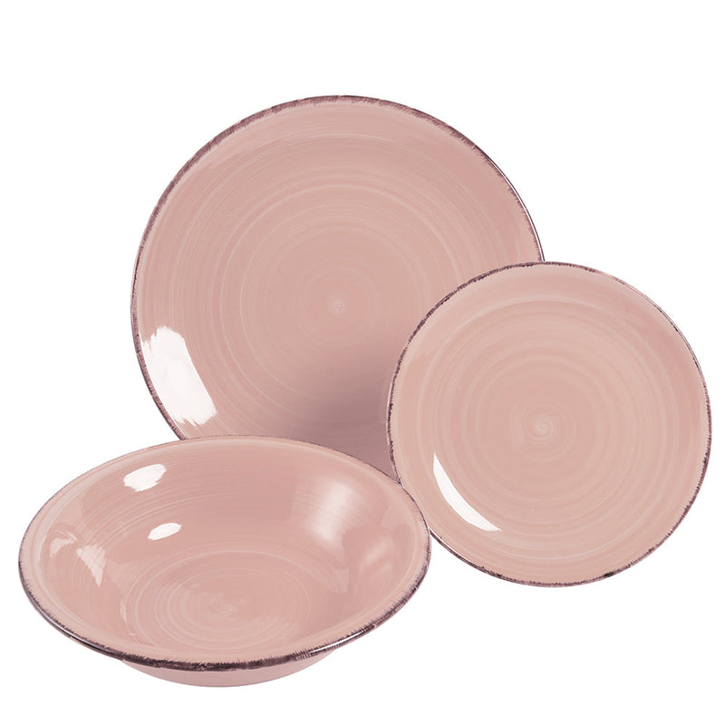 Servizio Piatti 12 Pezzi in Gres Dipinto a Mano VdE Tivoli 1996 Baita Acquerello