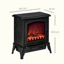 Camino Elettrico Portatile 1000W-2000W con Effetto Fiamma in ABS e Vetro Temperato Nero      