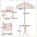 Set da Giardino per Bambini 2-5 Anni con Tavolino 2 Sedie e un Ombrellone Rosa    