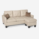 Divano 3 Posti con Pouf 186x138x91,5 cm in Poliestere Beige