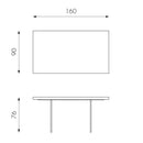 Tavolo Fisso 160x90x76 cm Gambe in Vetro con Top in Rovere Termocotto