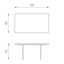 Tavolo Fisso 160x90x76 cm Gambe in Vetro con Top in Rovere Termocotto