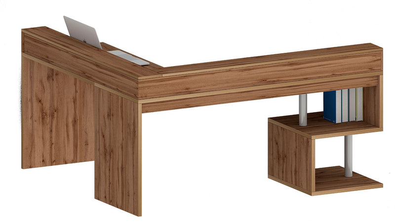 Scrivania Angolare a Giorno 182x160x60x92,5h cm Esse Rovere Wotan  