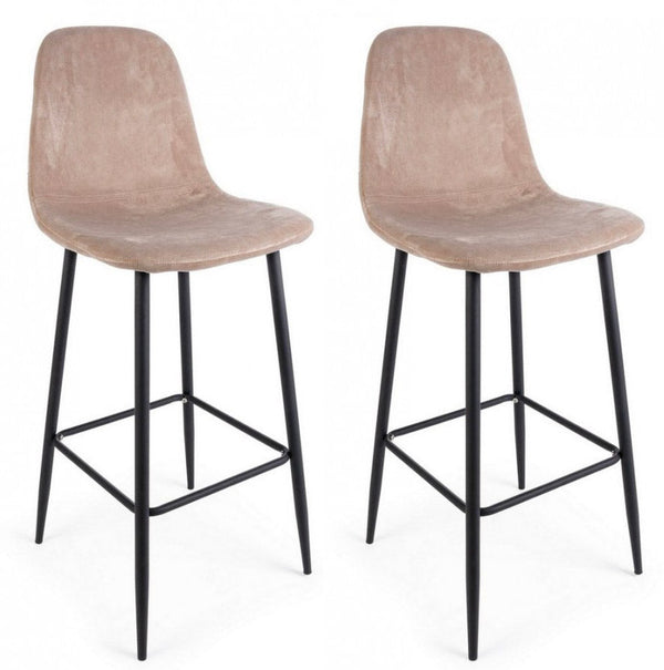 Lot de 2 tabourets 46x39x103 cm Irelia en velours gris tourterelle acquista