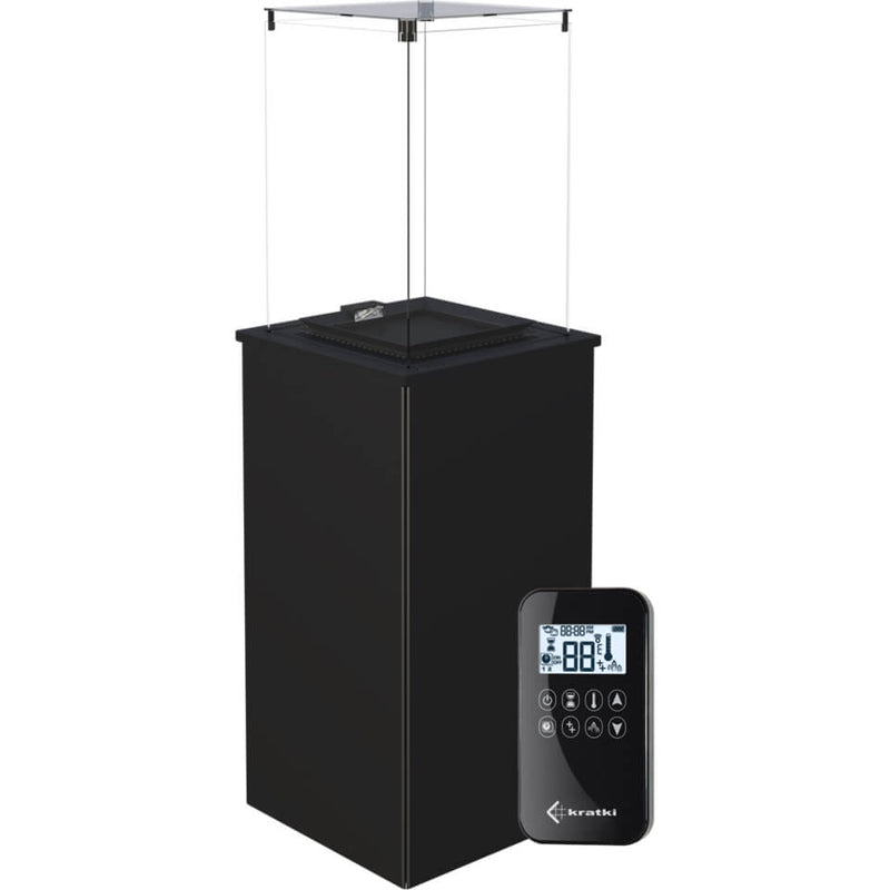 Stufa a Gas da Esterno 127,6x38,3x38,3cm Flig Gastonia Mini Nero Satinato con Telecomando