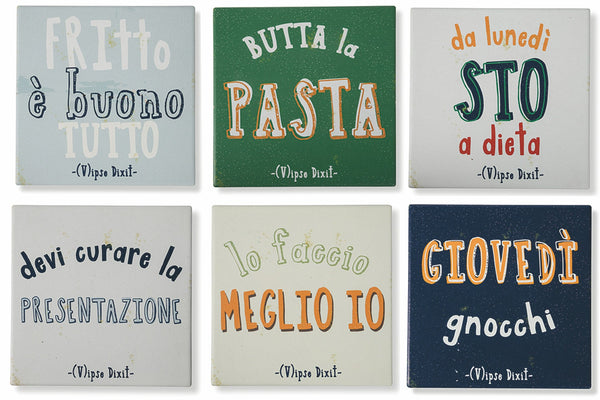 Set de 6 dessous de plat carrés en céramique et liège Villa d'Este Home Tivoli Vipse Dixit sconto