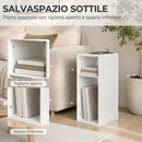 Set 2 Tavolini da Salotto Moderni 25x30x60 cm con Ripiani Aperti 2 Prese AC e 2 Porte USB in Truciolato Bianco      