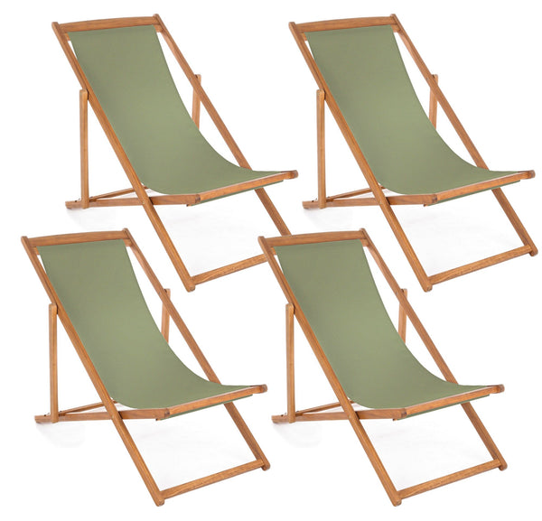 Set 4 Sedie Sdraio Reclinabile Pieghevole 60x106x88 cm in Legno Relax Noemi Muschio online