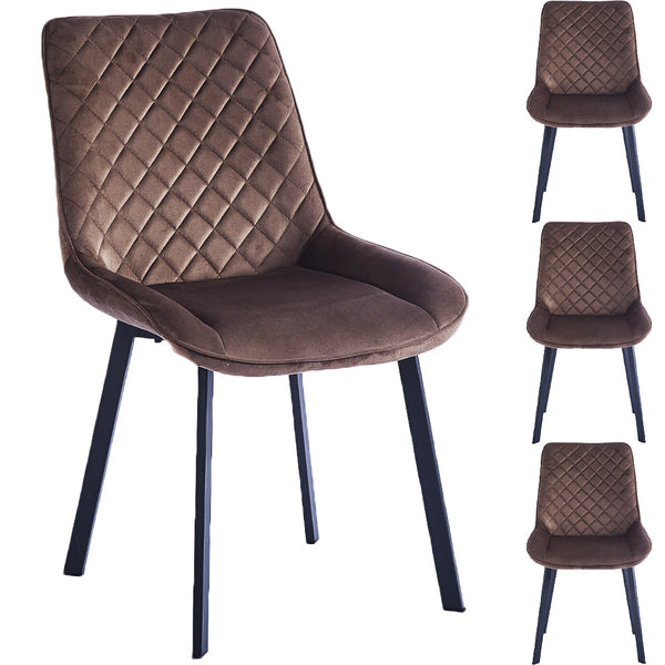 sconto Set 4 Sedie da Pranzo Rivestimento Velluto Marrone Sedia Ufficio Casa Ergonomica
