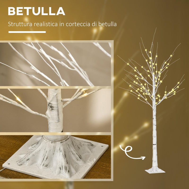 Albero di Natale Artificiale Bianco 180cm con 96 Luci LED 12 Rami Modellabili      