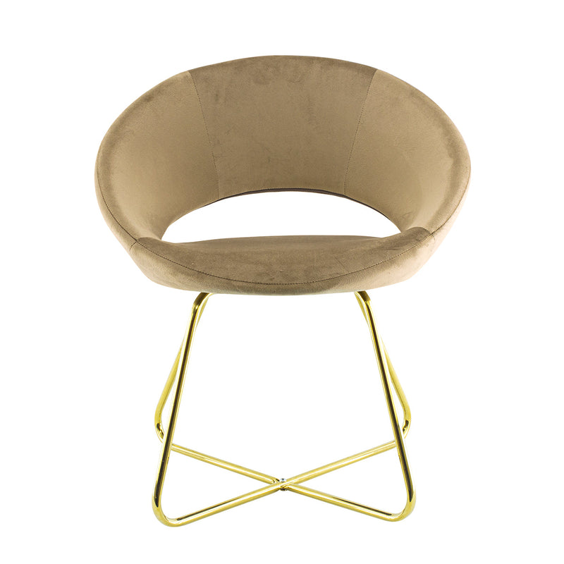 Poltroncina Vintage 66x65x68 cm in Tessuto Effetto Velluto Tortora