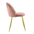 Set 4 Sedie 50x45x80 cm in Tessuto Vellutato Piedi Oro Rosa antico