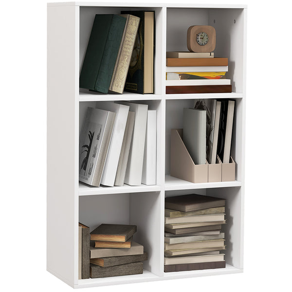 Libreria a Cubi 65,5x30x97,5 cm 6 Vani a Giorno Rivestimento in Melamina Bianco prezzo