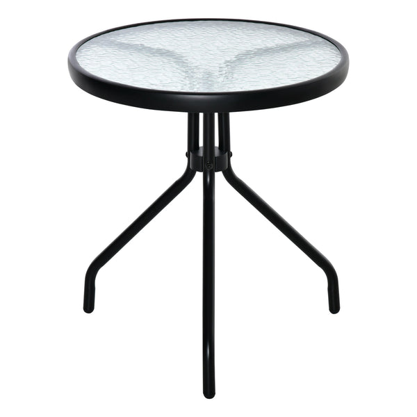 prezzo Table Basse de Jardin Ø50x55 cm Plateau Verre Structure Métal Noir