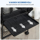 Voliera Gabbia per Pappagallini 62,5x62,5x156 cm in Acciaio Grigio