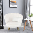 Poltrona a Conchiglia 78x73x78 cm in Velluto Vintage Piedi Oro Sofia Bianco