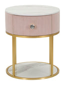 Comodino Montpellier Rosa Ø 42x48 cm in Ferro Legno 