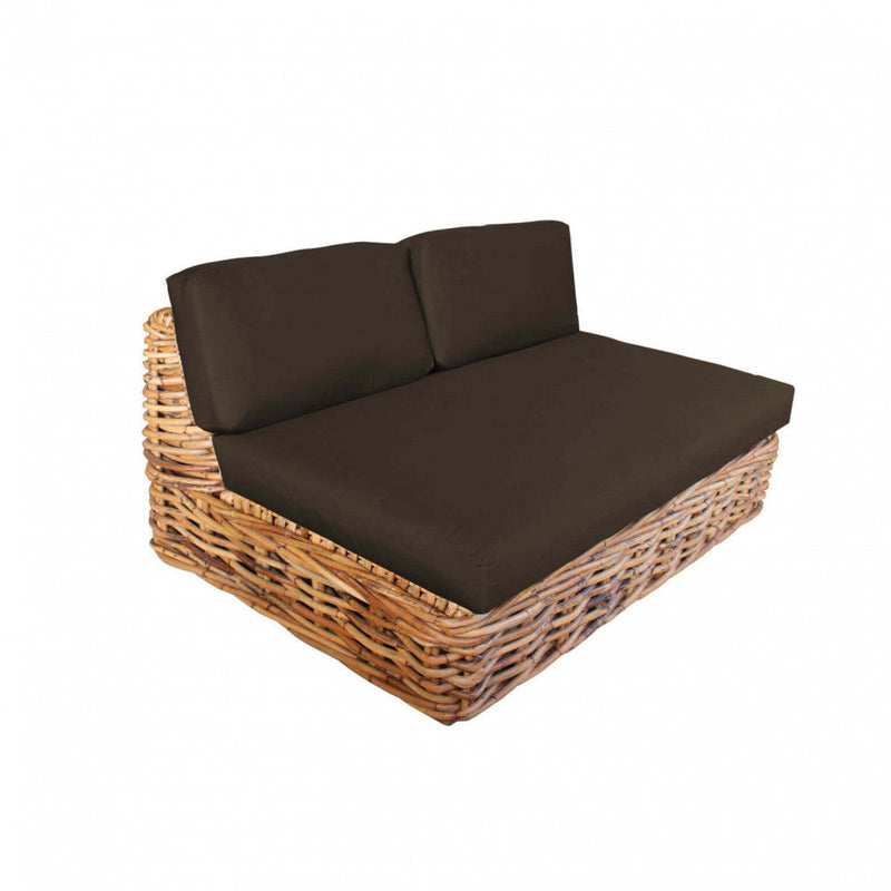 Divano Componibile Polinesia con Cuscini 75x185x105 cm in Rattan Marrone
