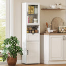 Mobile a Colonna Bagno 40x30x165 cm con 2 Armadietti Cassetto e Ripiano Aperto in Legno Bianco      