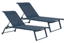 Set 2 Lettini Prendisole da Giardino 70x182x91,5h cm con Ruote Taylor Navy 