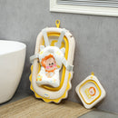 Vaschetta Bagnetto per Neonati Pieghevole 80,5x55x20 cm con Cuscino e Bacinella Lavabo Giallo  