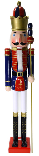 Soldatino Schiaccianoci in Legno H180 cm Decorazione Rosso e Blu