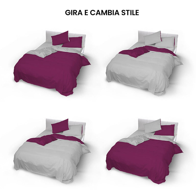 Copripiumino con Sacco e Federe Doubleface Fuxia\/Grigio