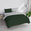 Copripiumino Matrimoniale con Sacco e Federe Double Face Verde Oliva/Grigio Chiaro