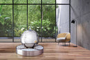 Sfera Cascata Artificiale da Giardino con LED Ø80 cm in Acciaio Inox con Pompa