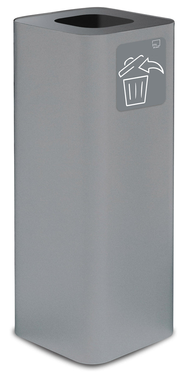 Poubelle pour collecte des déchets 30x30xh80 cm en acier peint avec pictogramme magnétique gris sconto