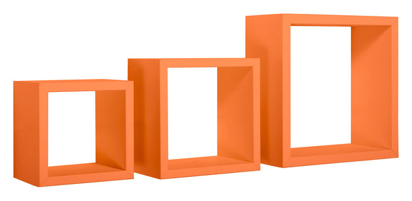 Set 3 Mensole da Parete Cubo in Fibra di Legno Rubic Arancio online