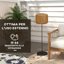 Lampada Solare da Giardino Ø34x130 cm con Illuminazione LED in Acciaio e Rattan PE Giallo  