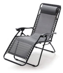 Sedia Sdraio Zero Gravity Reclinabile Pieghevole in Acciaio e Textilene Grigio