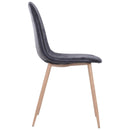 Set 2 Sedie da Pranzo Design Moderno in Lino con Gambe in Metallo Nero 