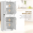 Credenza Cucina Alta con 2 Armadietti e un Cassetto Centrale 70,8x34x180 cm in MDF Bianco      