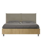 Letto Matrimoniale Struttura Quercia con Cuscini in Similpelle Egos Appia Cappuccino Varie Misure