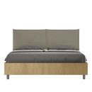 Letto Matrimoniale con Alzata Comoda Struttura Quercia con Cuscini in Similpelle Appia Cappuccino Varie Misure