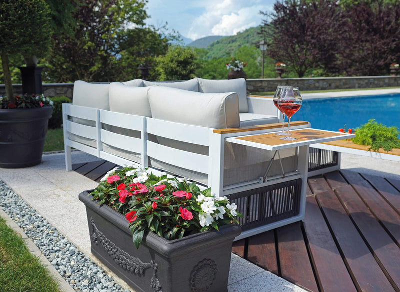 Set Salotto da Giardino in Alluminio Divano Angolare e Tavolino Vorghini Corner Odense