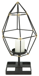 Portacandele Bright Piramid 15x13x29 cm in Ferro Nero e Oro